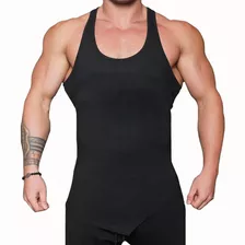 Regata De Malha Slim Masculina Camiseta Fit Academia Treino