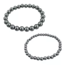 Par Pulseiras Hematita Masculina/feminina Proteção Bem Estar