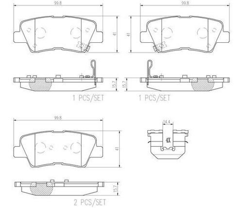 Balata Brembo Accent 1.6 2012 2013 2014 2015 2016 2017 2018 Foto 2