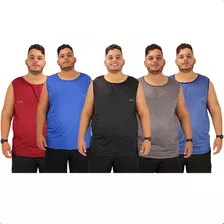 Kit 5 Regata Masculina Academia Dryfit Grande Plus Size