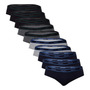Kit Com 10 Cueca Slip Masculino Mash Preto/ Cinza Mescla Escuro/ Azul Marinho/ Cinza Mescla Claro Liso M