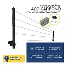 Varal De Muro Articulado C/ 5 Cordas Suporta 60 Kg Roupa Ful