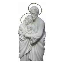 Escultura Sagrada Família Mármore E Resina Branco 27cm