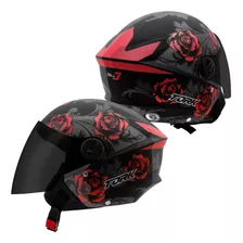 Capacete Aberto Feminino New Liberty 3 Floral Viseira Fumê