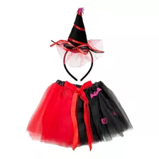 Fantasia Halloween Infantil Tiara Com Chapéu E Saia De Tule