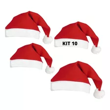 Kit 10 Toucas De Papai Noel Vermelha Tradicional Natal