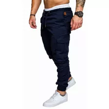 Joggers Pantalon Jeans Ajustado Elasticado Cargo De Varon