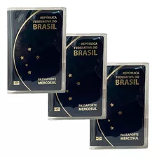 Capa Transparente Para Passaporte Com Bolso Kit Com 3 Capas 