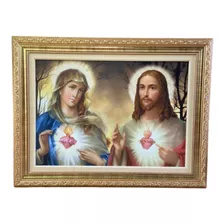 Quadro Decorativo Sagrado Coração Jesus E Maria 66x76cm