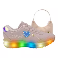 Tênis Infantil Menina Tenis Feminino Led Brinde Bolsinha 