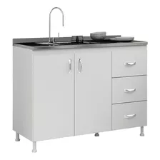 Balcão De Cozinha Para Pia Sem Tampo 120 Cm Cz601 Branco