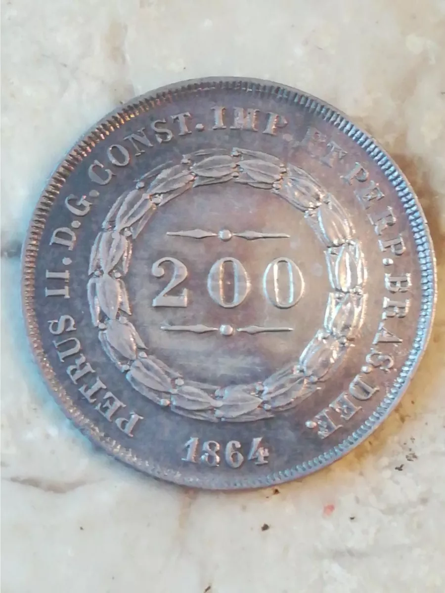 Moeda De Prata 200 Reis 1864 Soberba 