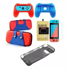 Estuche Nintendo Switch Mario Bross+ Mica + Carcasa + 2 Grip