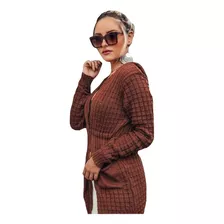 Blusa Feminina Frio Tricot Kimono Cardigan Casaco Capuz Lã