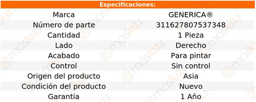 1- Espejo Derecho S/control Versa 2015/2019 Genrica Foto 2