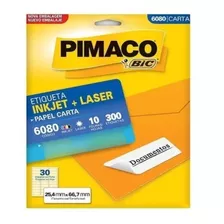 5 Unid Etiqueta Adesiva 6080 Inkjet + Laser Carta 300 Folhas