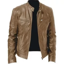 Biker De Piel De Oveja Para Hombre Con Cremallera