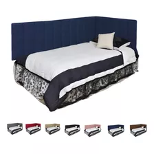 Cabeceira Modular Adesiva Cama Solteiro Em L Suede 20x60 Cor Azul Suede