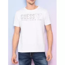 Camiseta Com Inscrições Branca & Cinza - Guess Mbfrtskp503