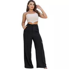 Calça Social Wide Leg Tendência Cintura Alta Moda Plus Size