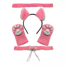 Kit Gatinho 4 Peças Rosa E Branco