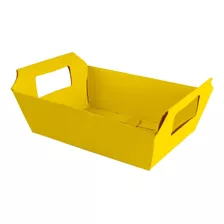 Cesta De Papel - Cartão Cores C/10 Unidades - 18x12x5cm Cor Amarelo