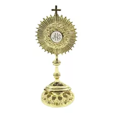 10 Mini Ostensório Eucaristia - Metal - 7cm Dourado
