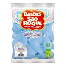 Balão Bexiga Nº 11 Festa Candy Color, 25 Unid Diversas Cores Cor Azul