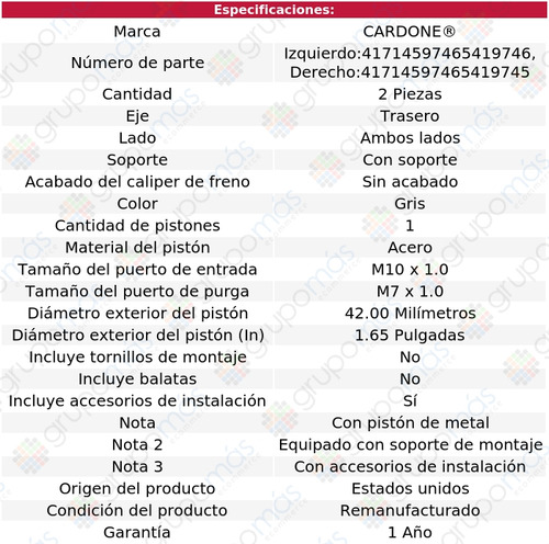 2 Mordazas De Freno C/soporte Traseros Vehicross 99 Al 01 Foto 2