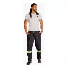 Calça Brim Uniforme Obras Profissional C/faixa Refletiva 01