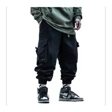 Black Cargo Hombres Hip Hop Skinny Pantalones