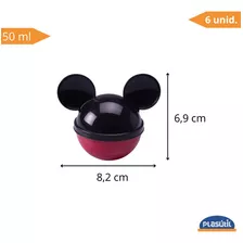Porta Mix Mini Lembrança Mickey Mouse 50ml 6 Unid - Plasútil Cor Preto