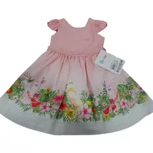 Vestido Luxo Menina Estampado C/ Cinto Paraiso Verão 14053