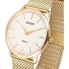 Relógio Orient Mgsss005 S1kx Slim Safira Aço Dourado Fino P1