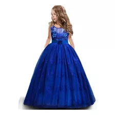 Vestido Infantil Princesa Cinderela Azul Royal Festa Dama