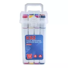 Pincel Marcador Dual Artistico Dual Tip Kaz Com 12 Cores