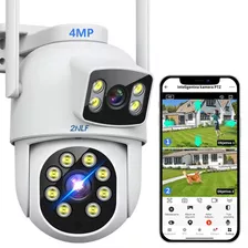 2nlf® 4mp Cámara Vigilancia Exterior Dual Lente Y Pantalla