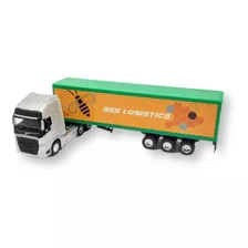 Miniatura Caminhão Volvo Fh Trucado Carreta Baú Escala 1/64