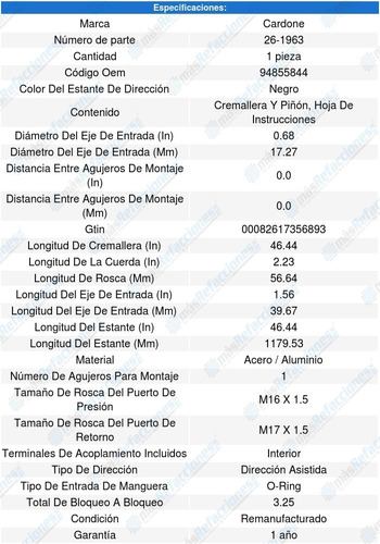 Cremallera Direccion Hidraulica Chevrolet Prizm 98 A 02 Foto 5