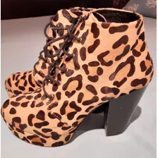 Zapatos Botas Talle 38 De Leopardo Sin Uso, Impecables!!