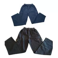 Calça Cargo Masculina Jeans Elástico Cordão Kit 2 Peças