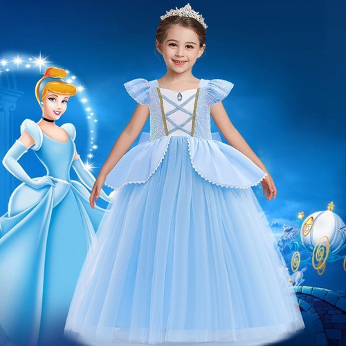 Vestido da Princesa Cinderela Infantil com Led - Festivo Festas