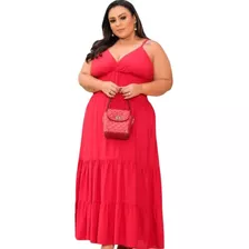 Vestido Longo Plus Size Babados Copa Natal Batizado Festa