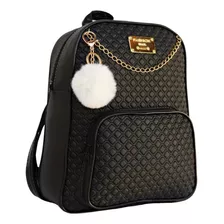 Mochila Feminina Bolsa Fashion C/ Detalhe + Chaveiro Pompom