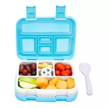 Redlemon Lonchera Para Niños Tipo Bento Box De 5 Divisiones, Sellado Hermético Antiderrames, Con Recipiente Para Comida Desmontable, Incluye Tenedor-cuchara, Color Azul