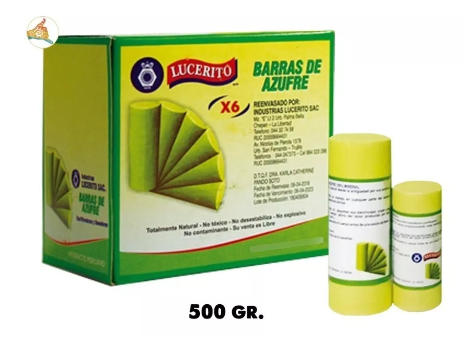 Barras De Azufre 500 Gr (6 Unid.) / Lamanoworld