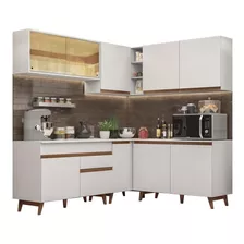 Armário De Cozinha Completa Modulada De Canto Reims Madesa Com Armário E Balcão Para Cooktop B Cor Branco Gcrm38200109