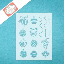 Stencil Esferas Navideñas 01 Plantilla Reusable Manualidades