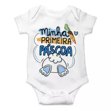 Body Infantil Personalizado Minha Primeira Páscoa Menino