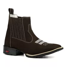 Bota Botina Masculina Country Texana Bico Quadrada Boradada.